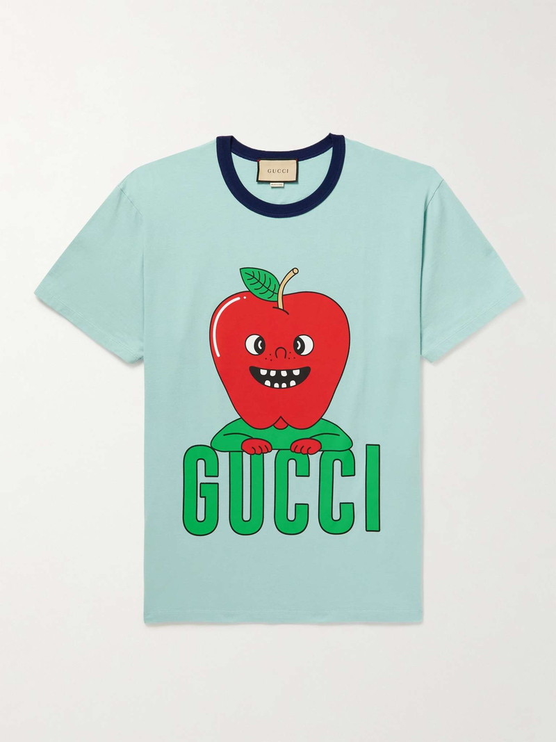 Gucci 애플 프린트 코튼 티셔츠 - 1