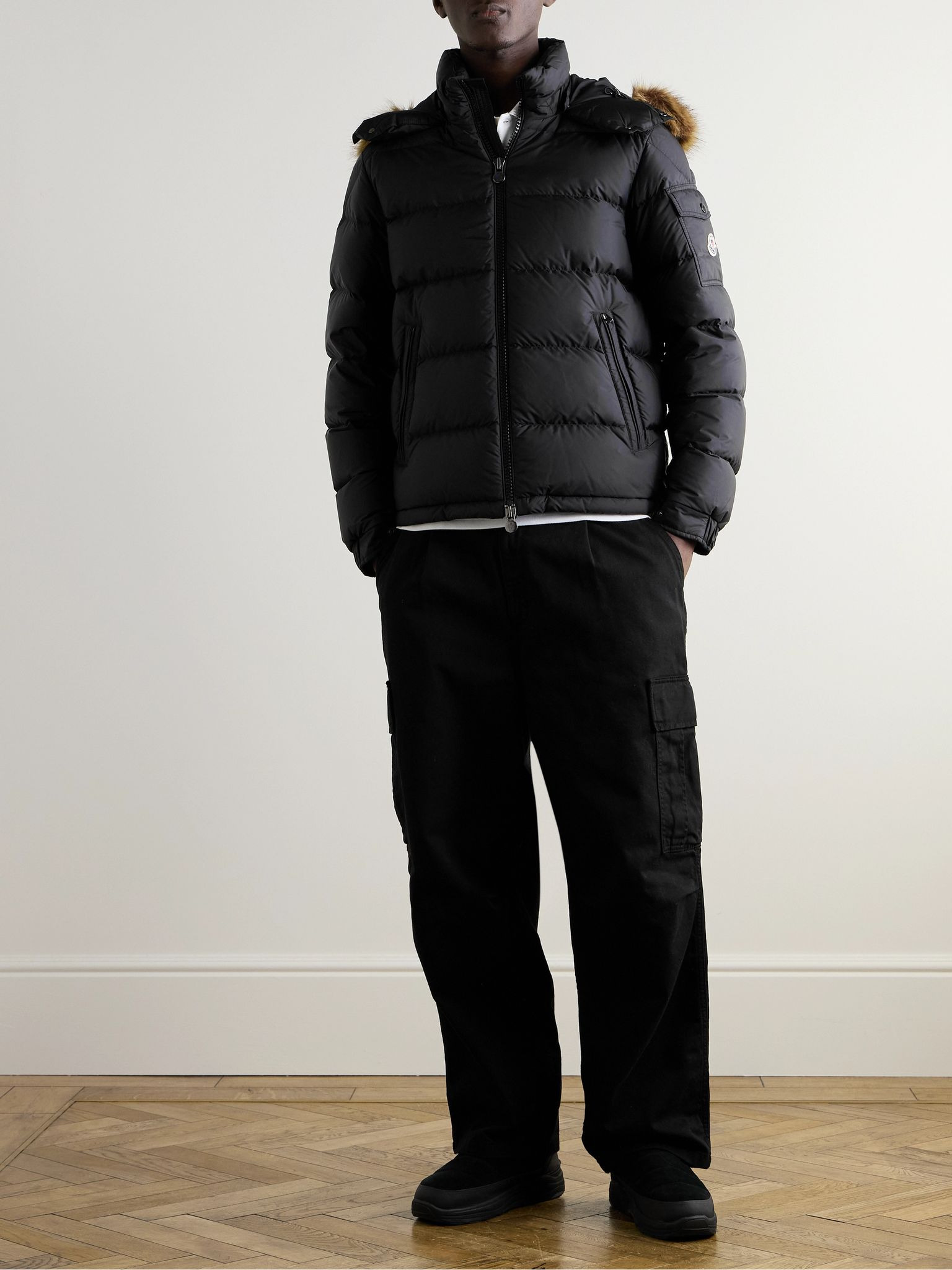 Moncler Mayaf Faux Fur-Trimmed Quilted Shell Down Jacket Black - 2