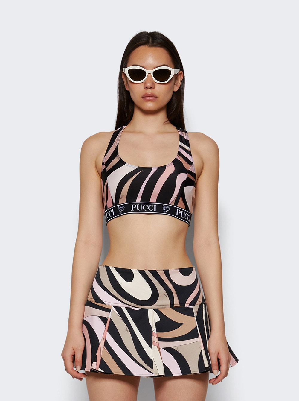 Mamo Print Sports Top Nero And Nude - 2