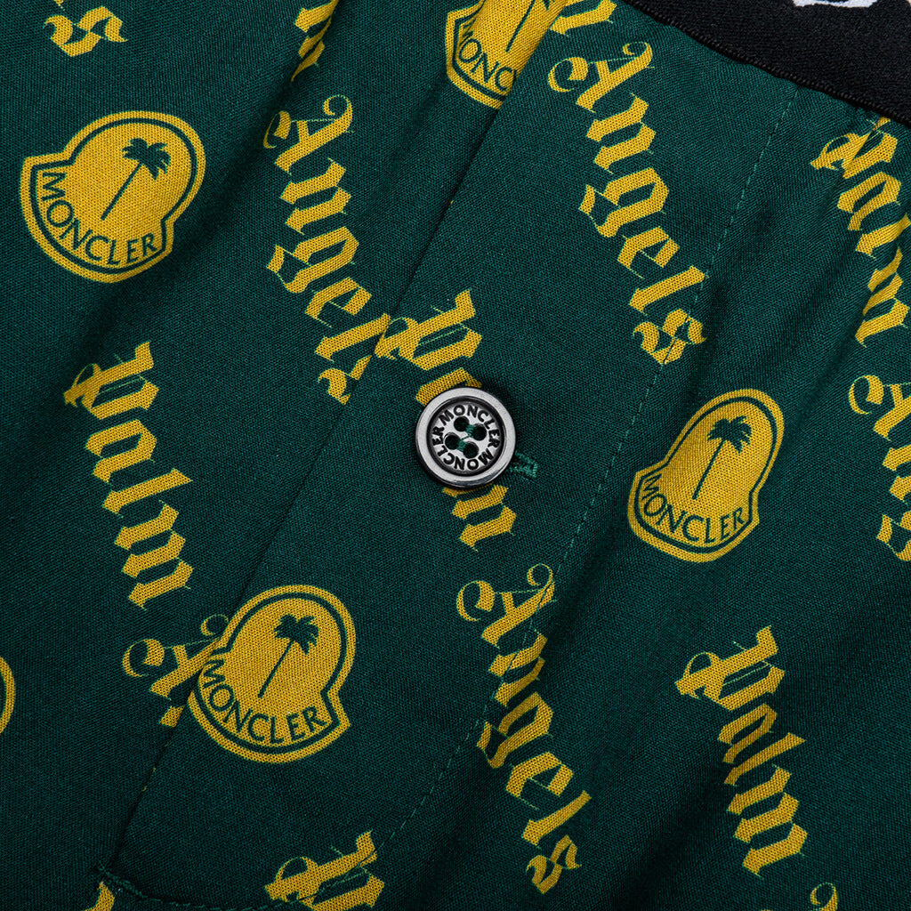 MONCLER X PALM ANGELS LOGO PRINT TROUSERS - DARK GREEN - 4