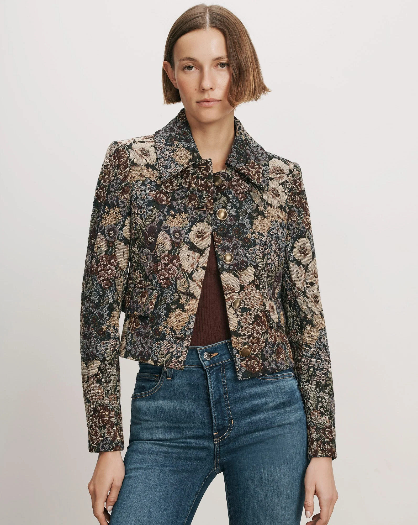 WILDE REMOVABLE-COLLAR BROCADE JACKET - 1