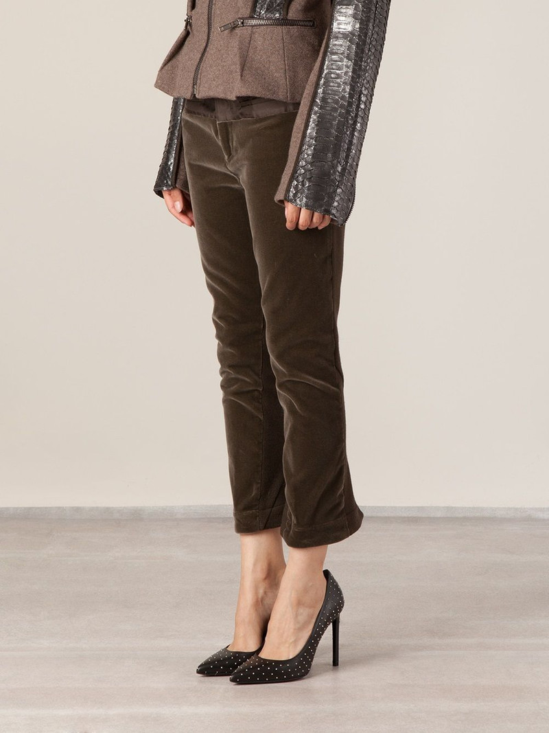 velour effect cropped trousers 3