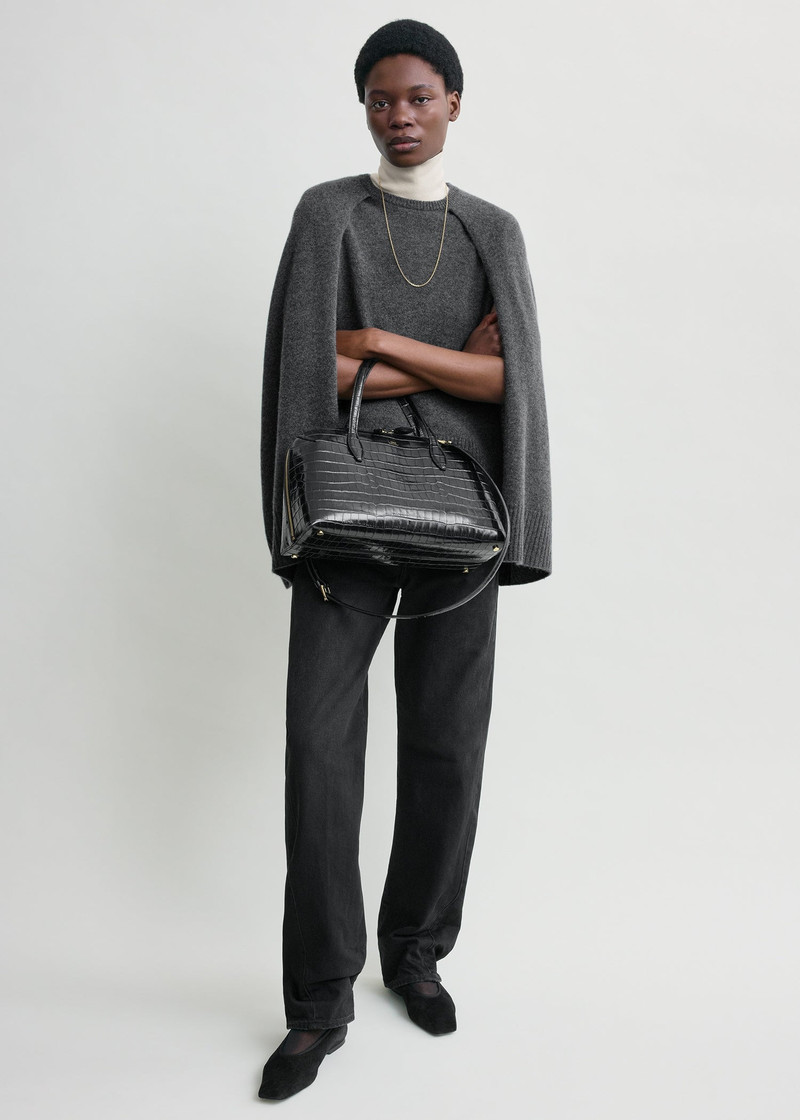 TOTEME Crew cape knit dark grey outlook