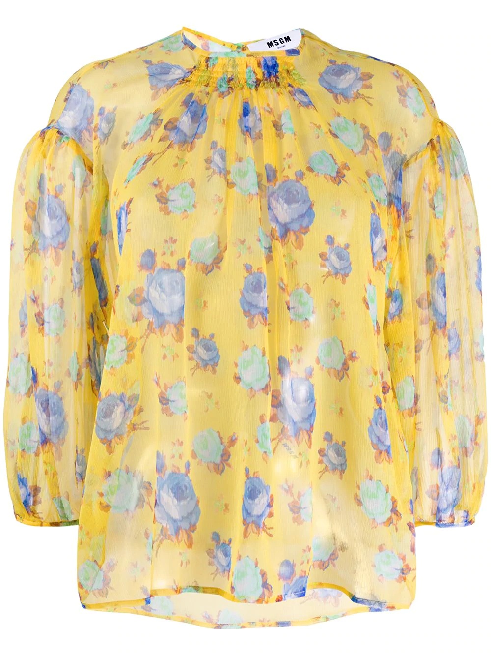 floral print silk blouse - 1