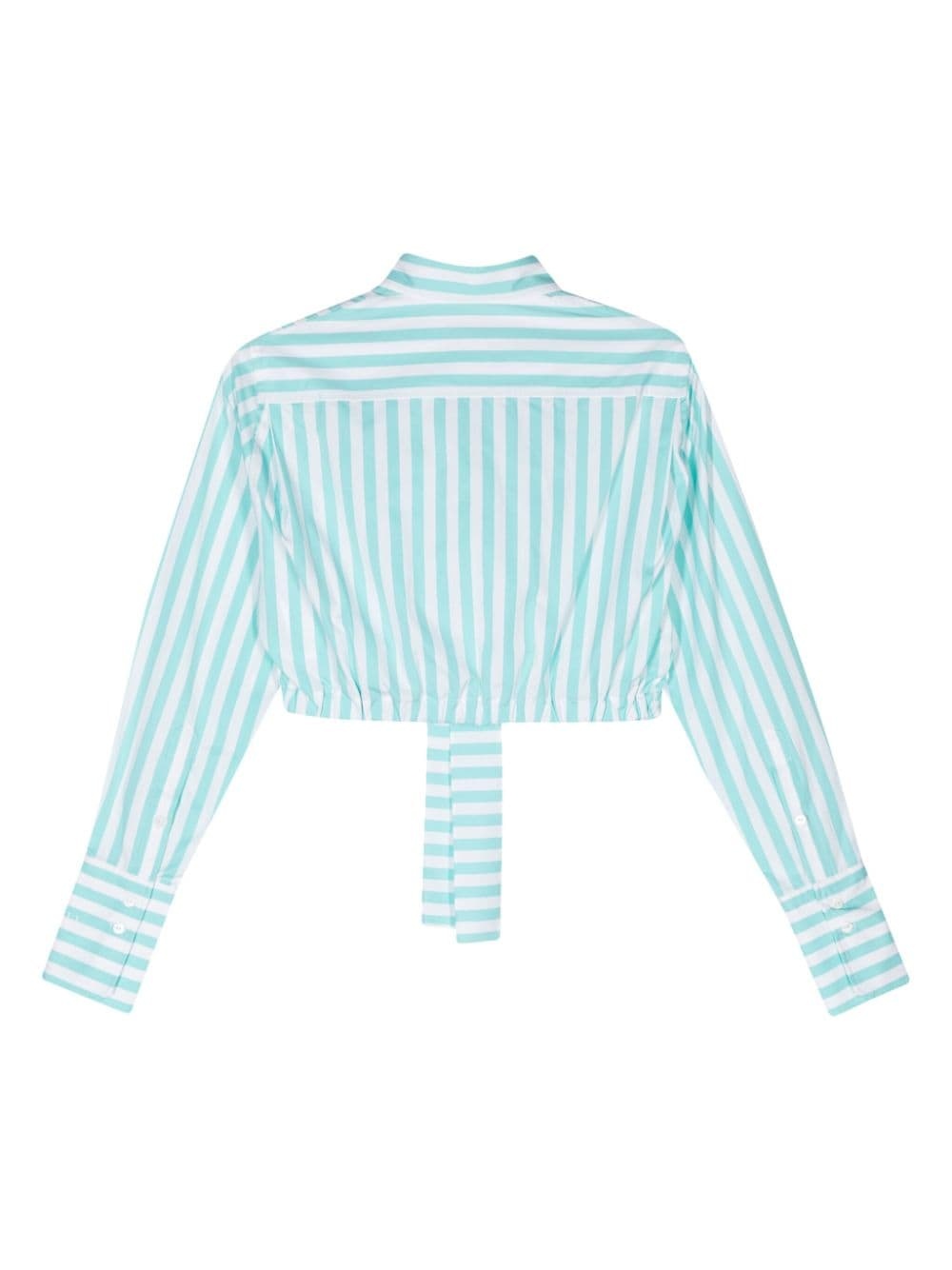 bow-detail striped shirt - 2