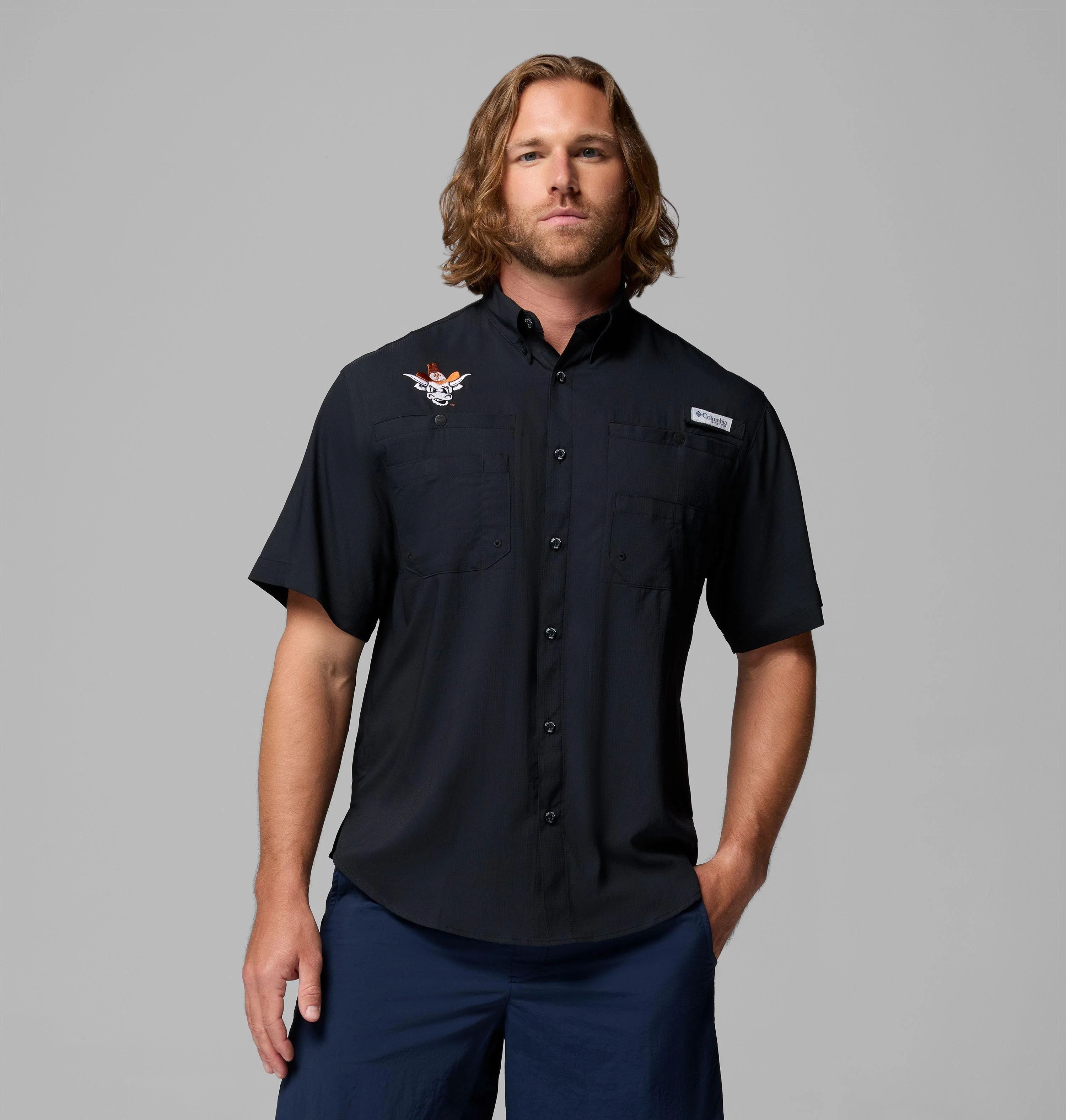 Men's Collegiate PFG Tamiami Short Sleeve Shirt - Texas - 1