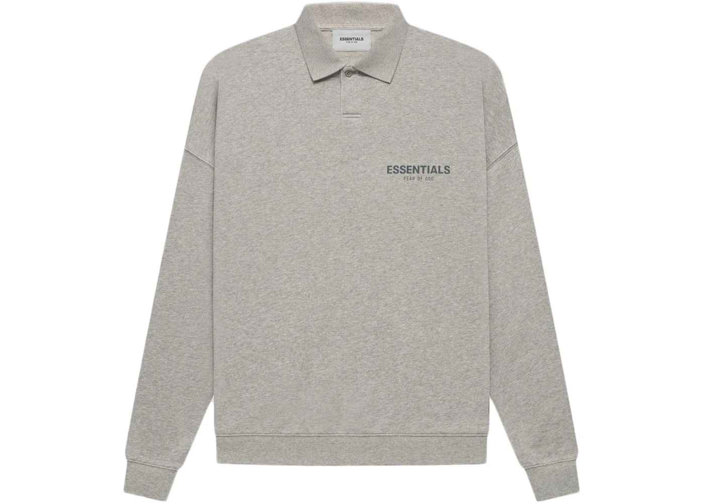 Fear of God Essentials Core Collection L/S Polo Dark Heather Oatmeal - 1