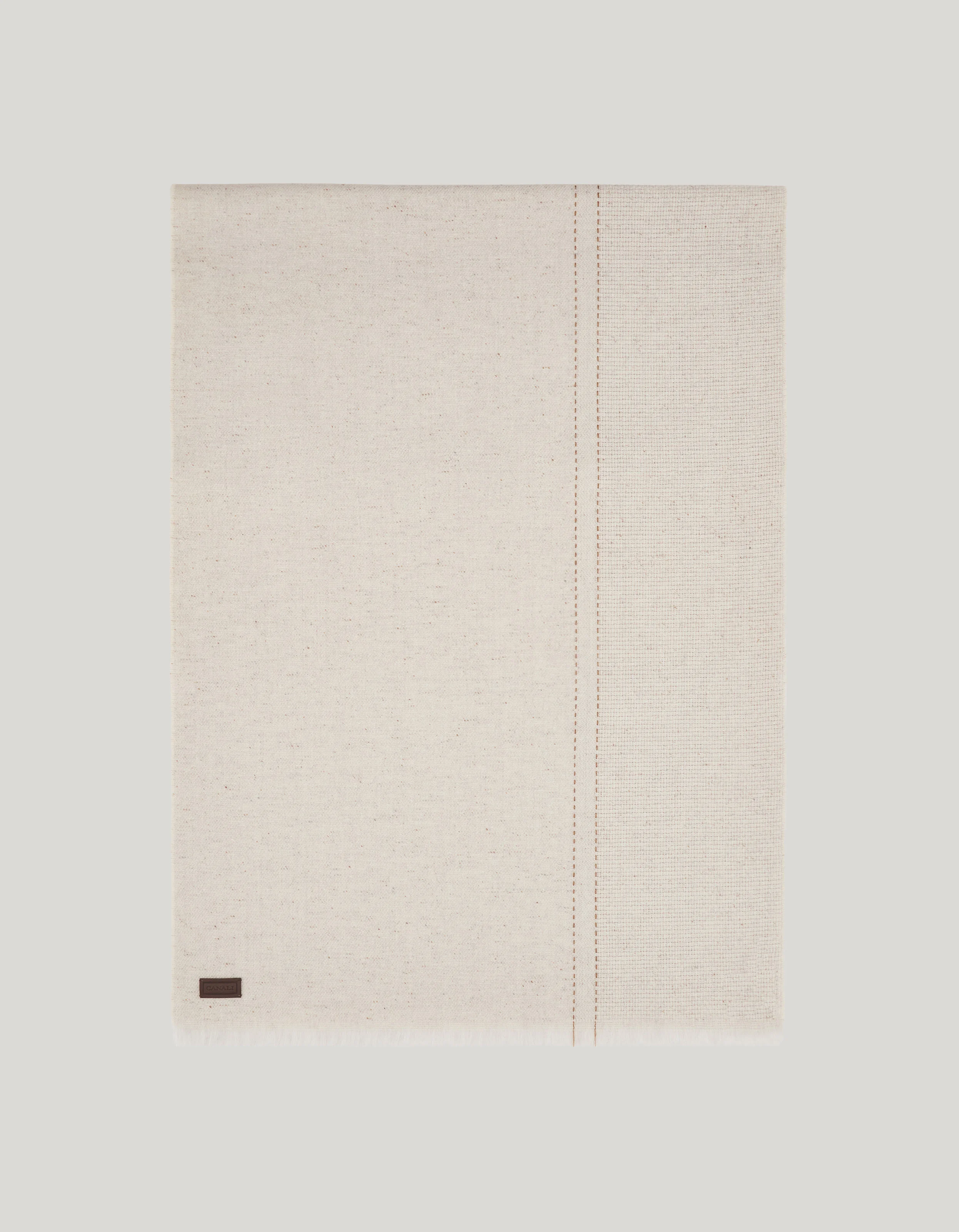 BEIGE BUTTONED-EFFECT VIRGIN CASHMERE WOOL AND SILK SCARF - 1