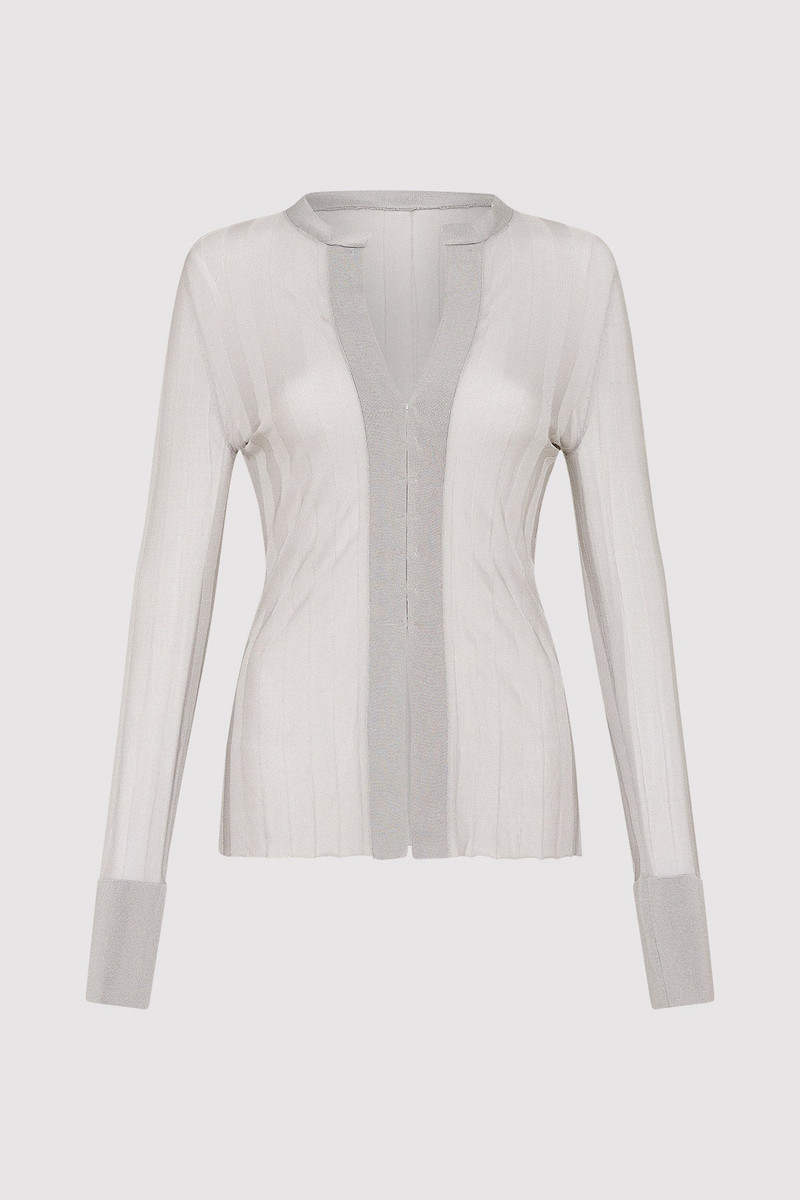 Fine Pleat Knit Shirt - Silver 4