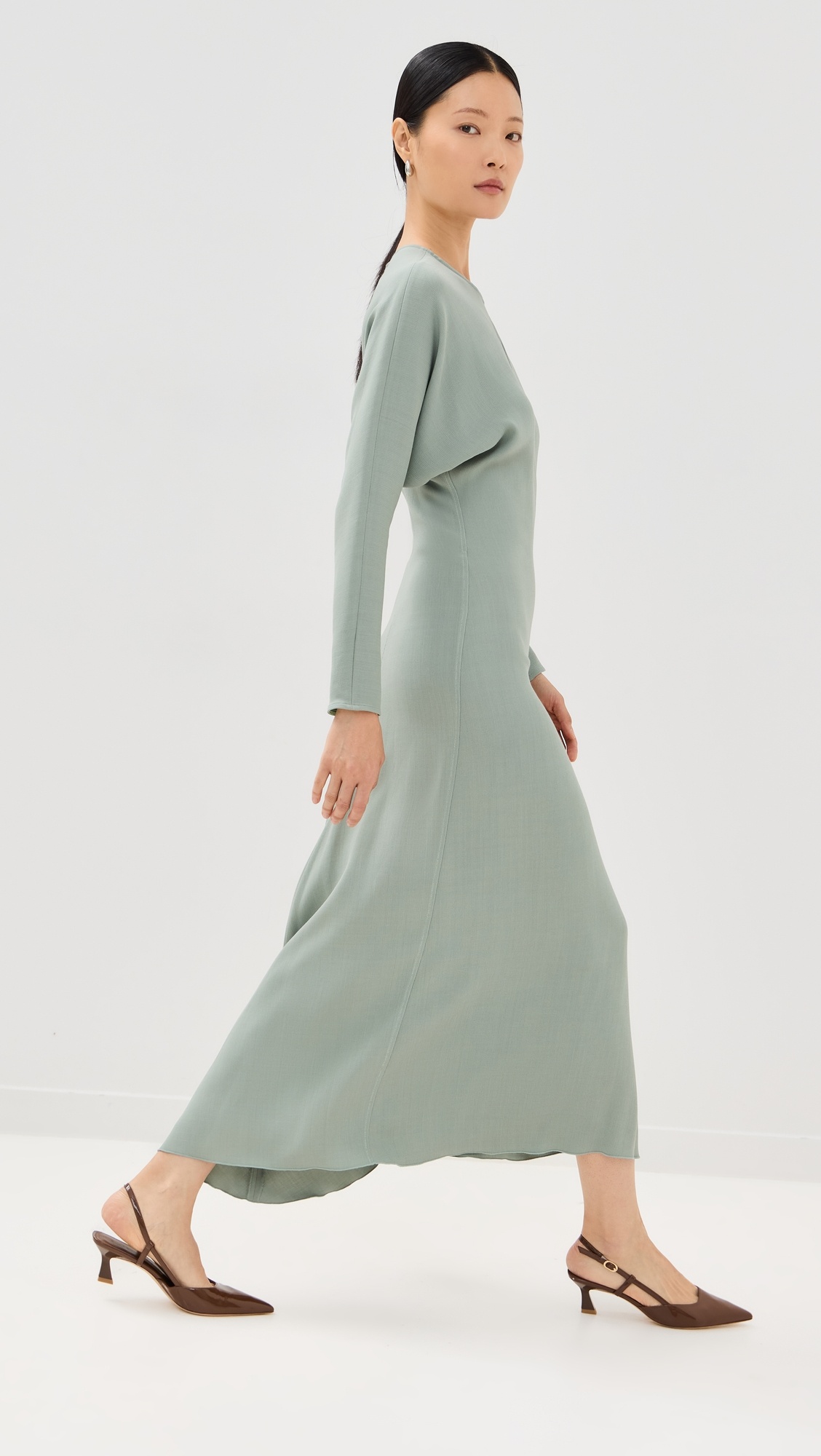 Victoria Beckham Long Sleeve Draped Midi Dress | shopbop