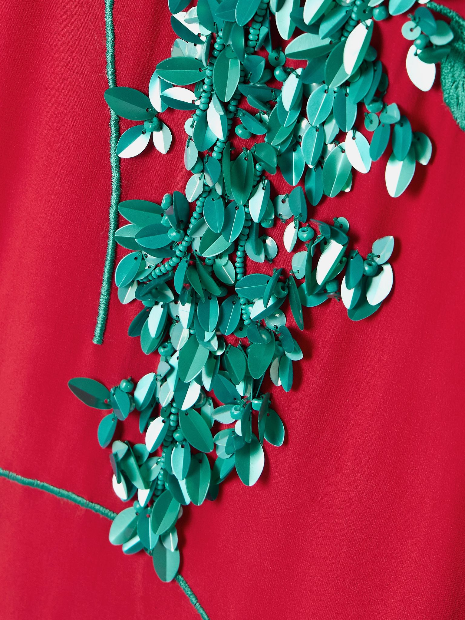 Harry embellished embroidered silk crepe de chine midi dress Red - 4