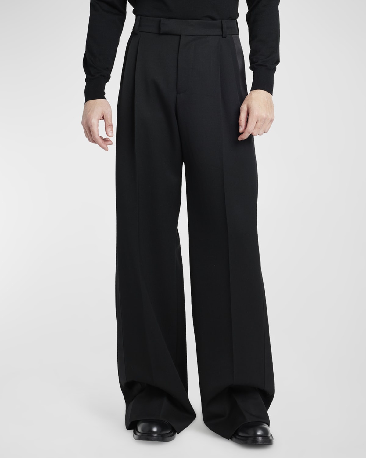 Alexander McQueen Men's 2-Pleat Baggy Wool Trousers
