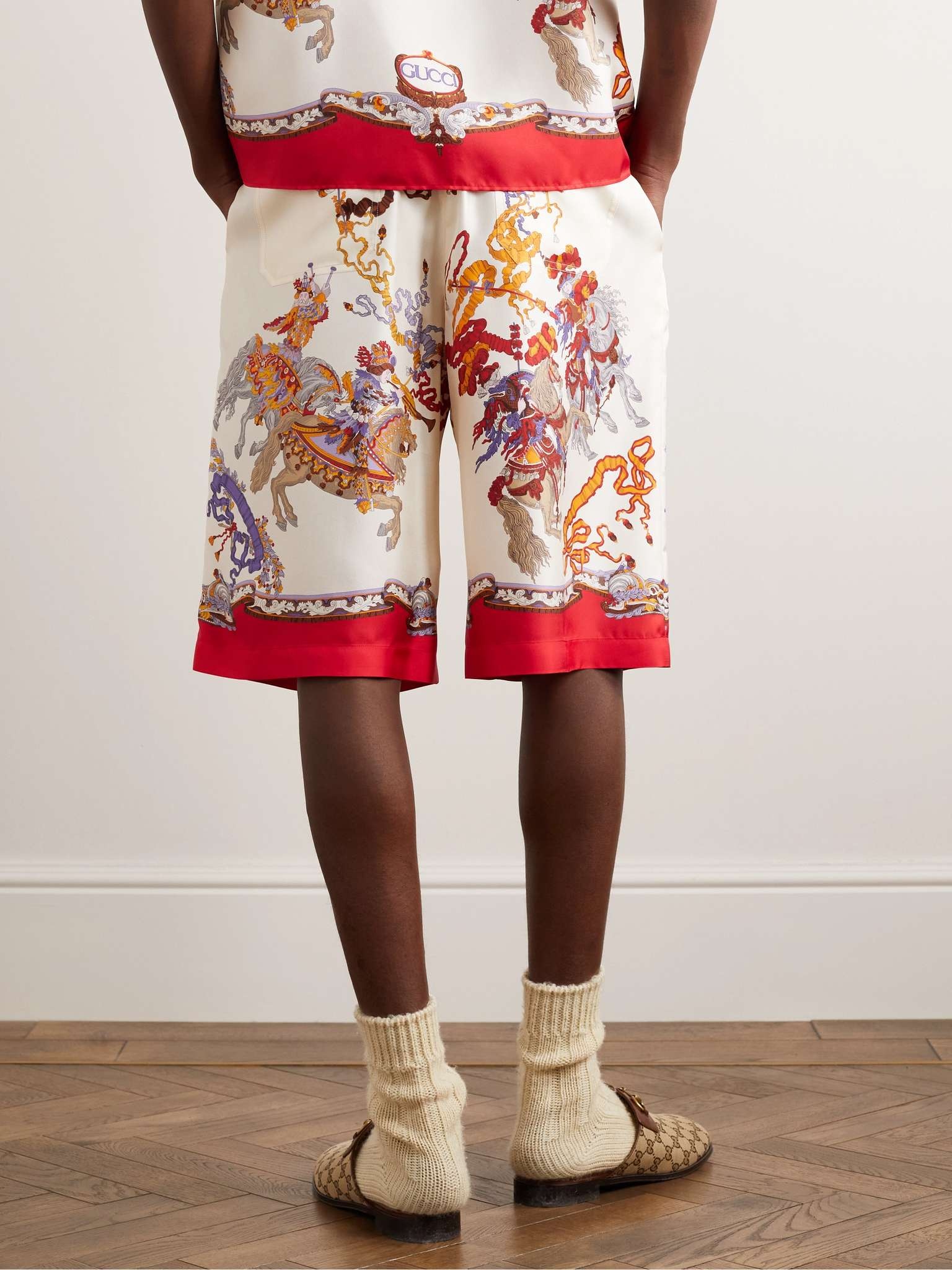 Straight-Leg Printed Silk-Twill Shorts - 4