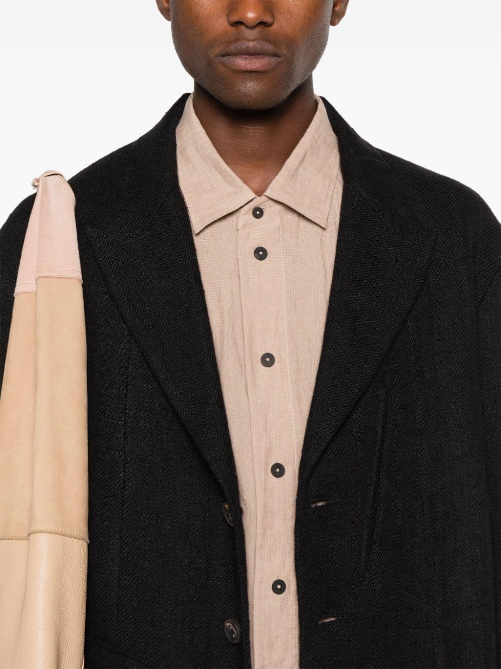 single-breasted linen blazer - 5