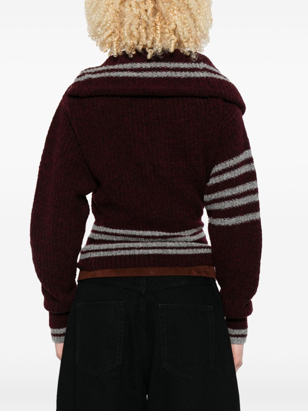 striped zip-front cardigan - 4