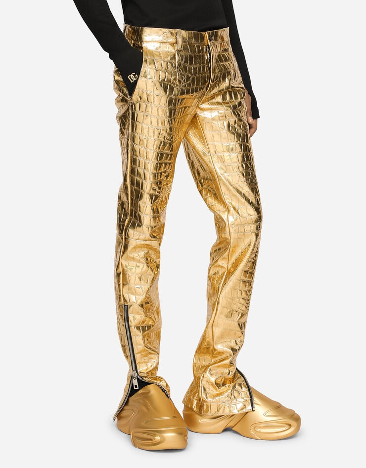 Alligator-print technical fabric pants - 4