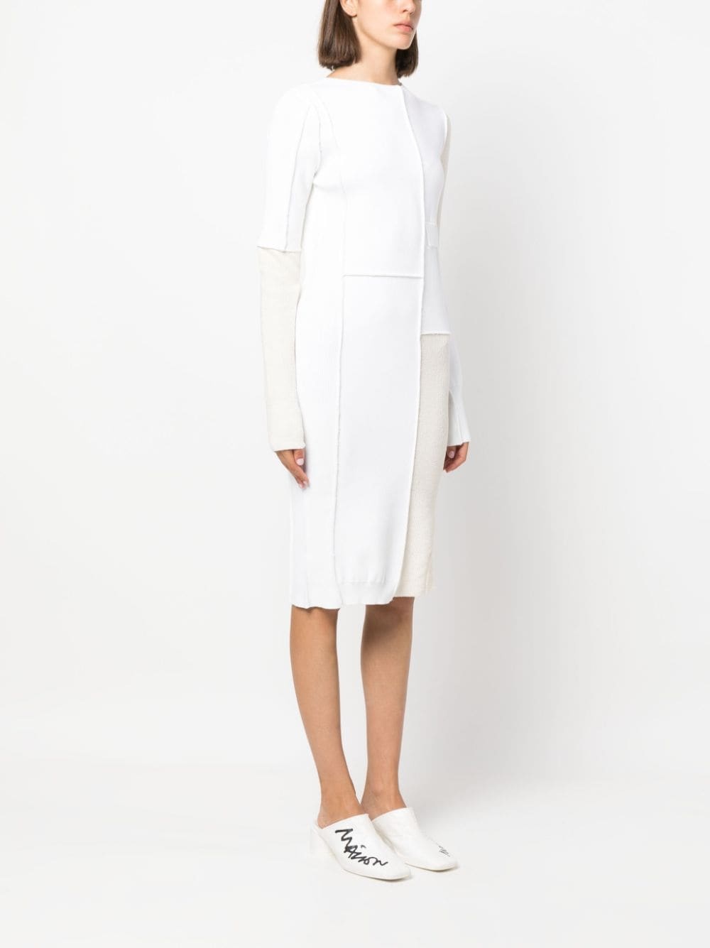 colour-block exposed-seam midi dress - 3