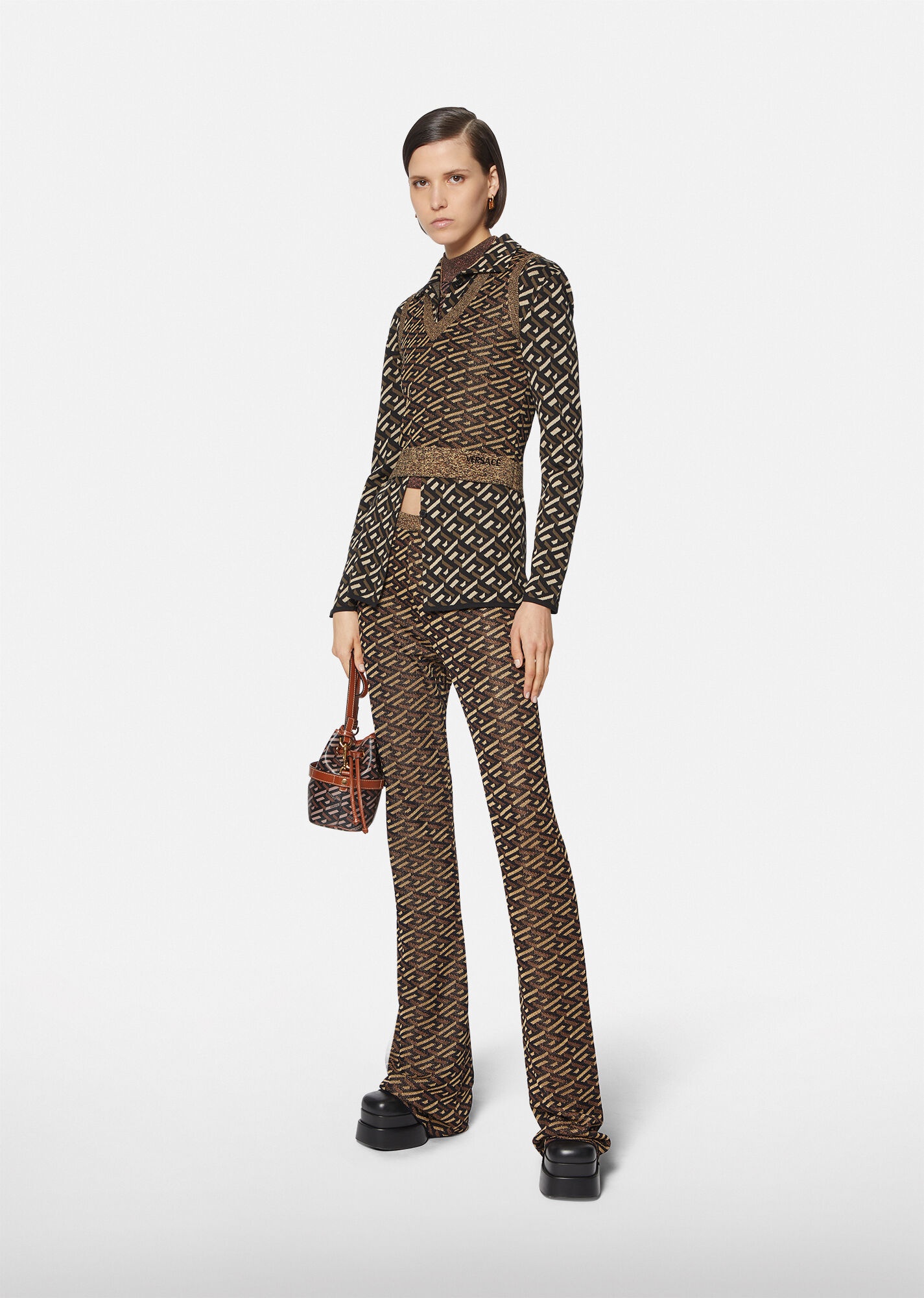 La Greca Metallic Jacquard Pants - 4