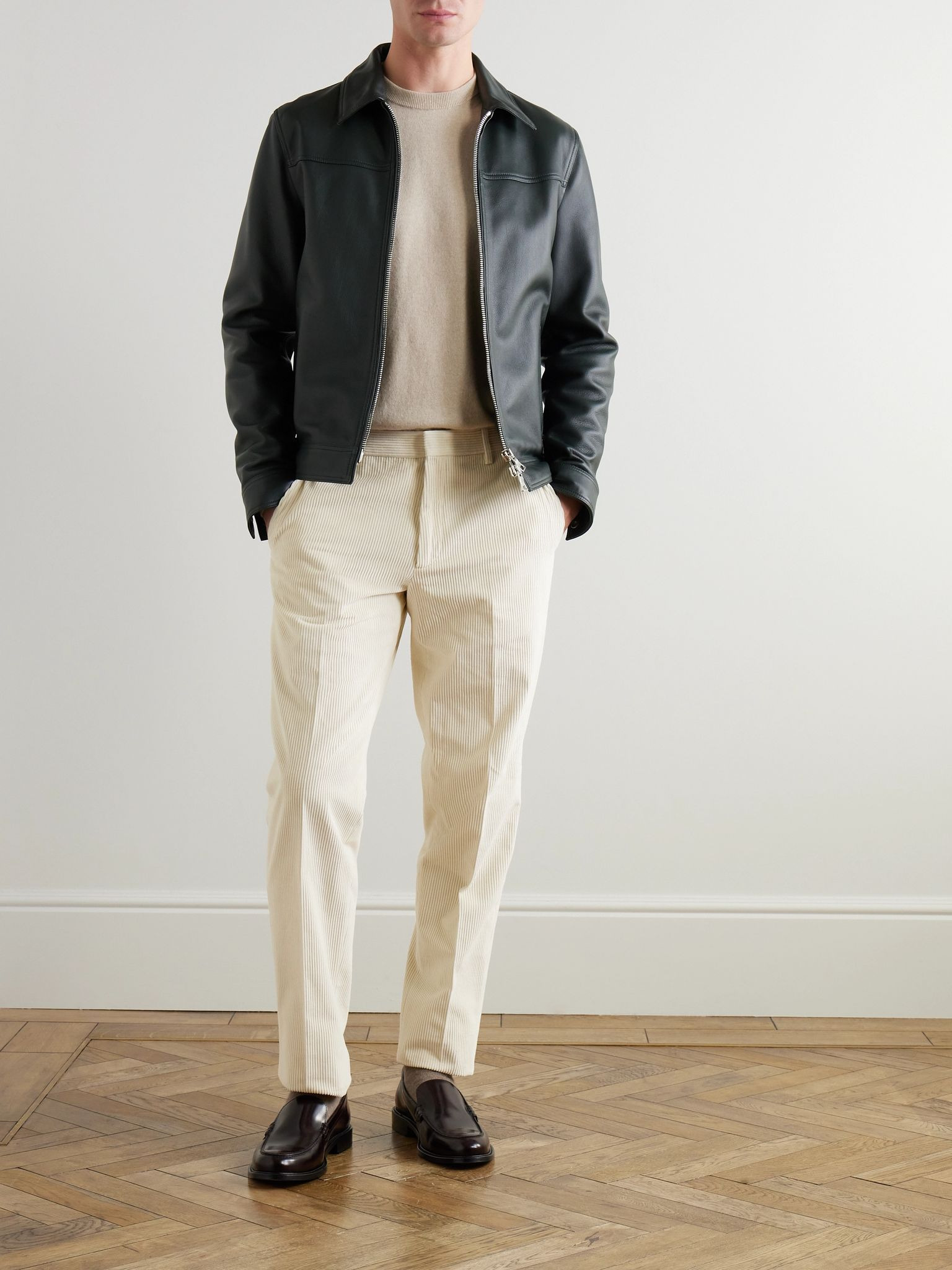 Jarno Straight-Leg Cotton-Corduroy Trousers Cream - 2
