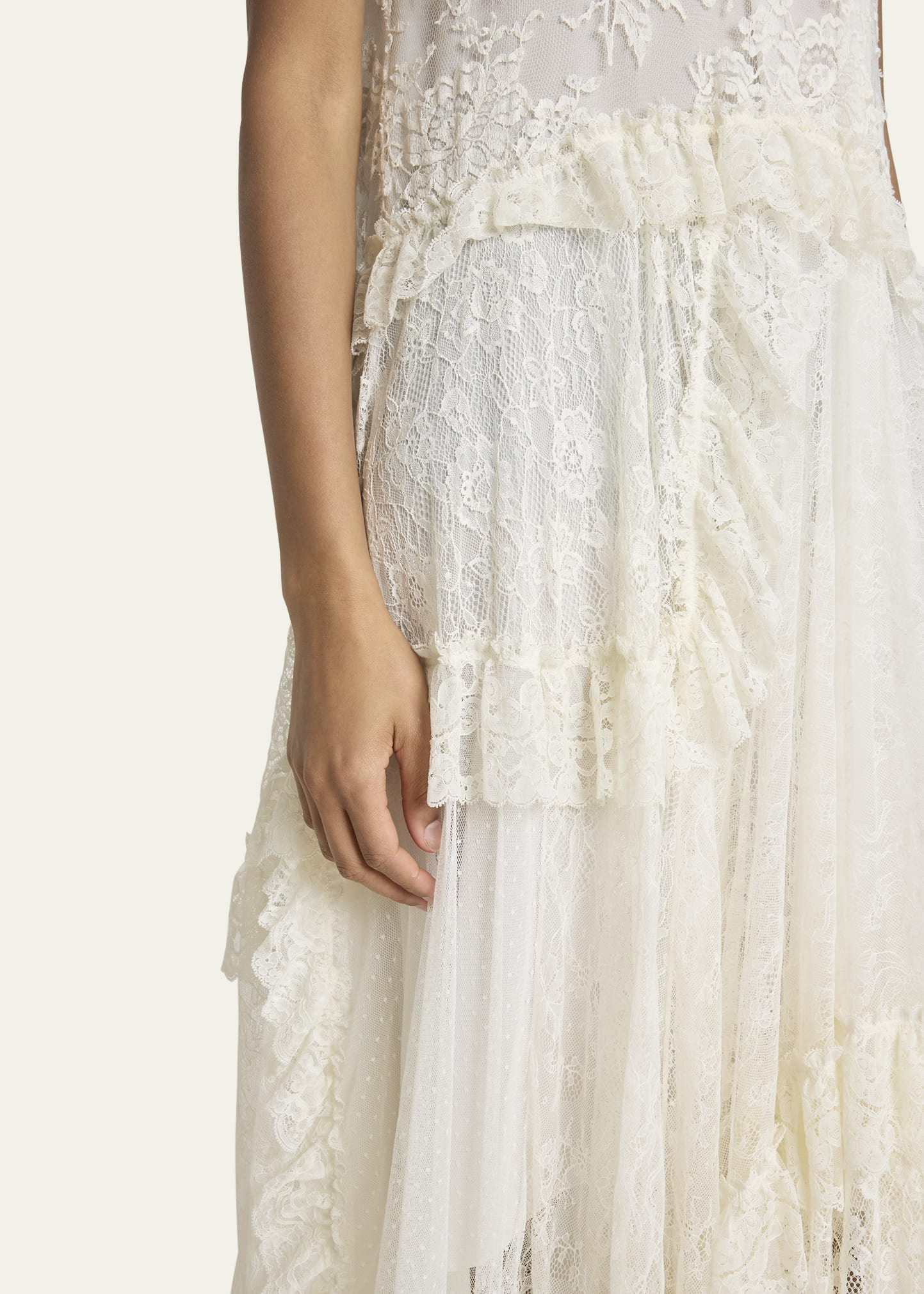 Ruffle-Trim Floral Lace Maxi Dress - 5