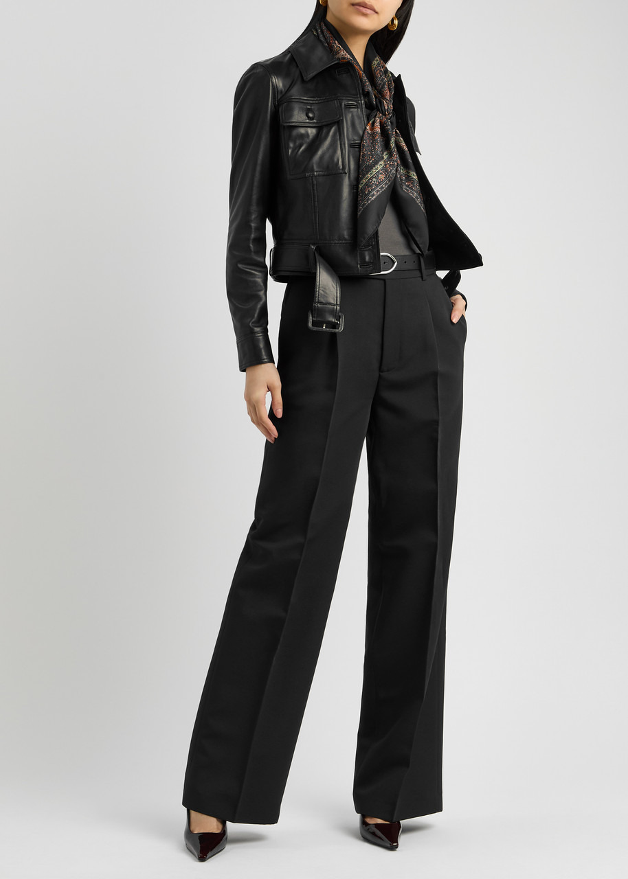 Saint Laurent Belted Panelled Leather Jacket - 4