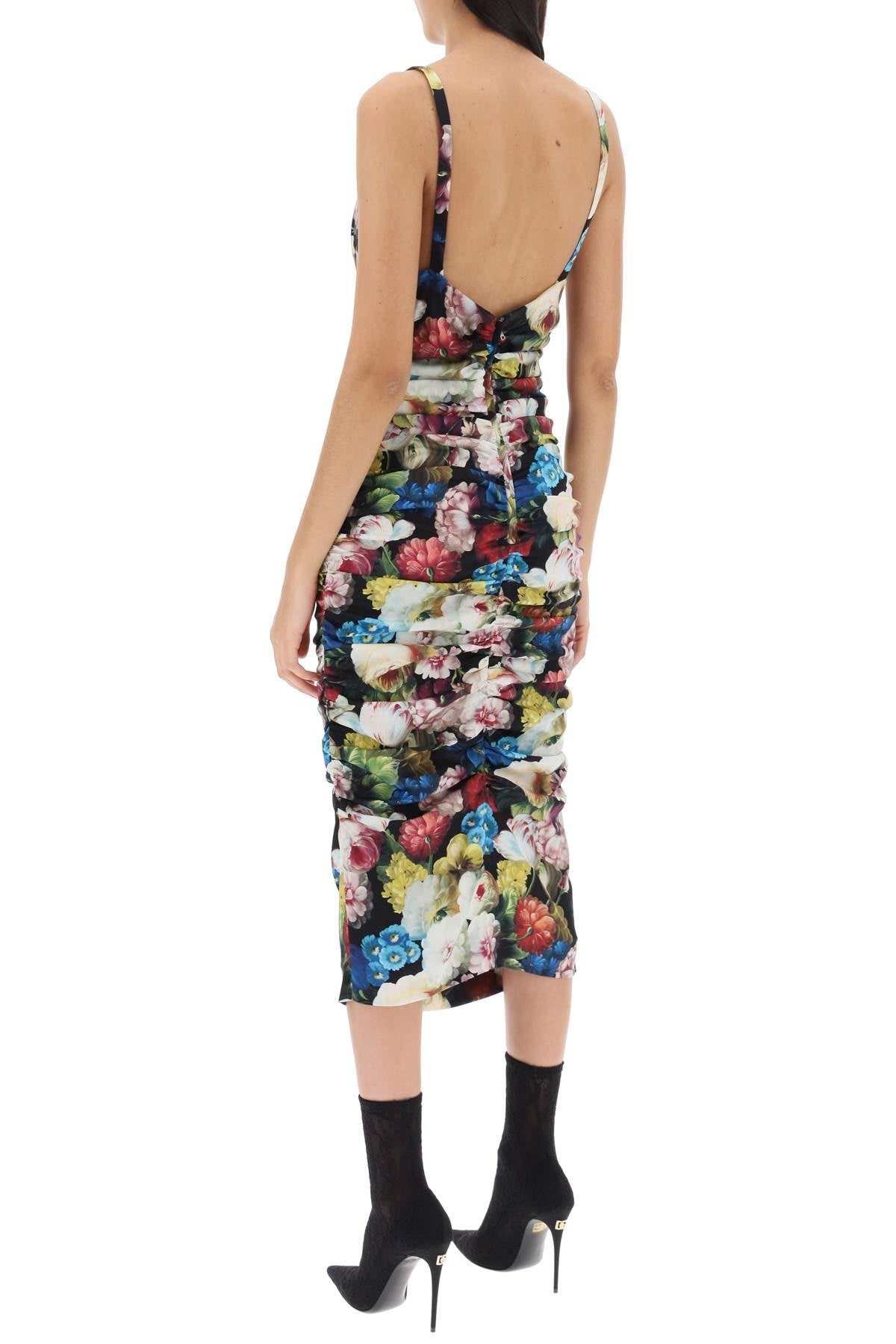 Nocturnal Flower Draped Midi Dress - 3