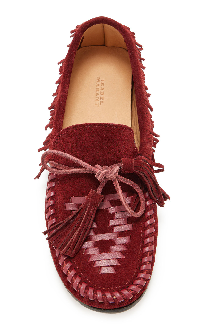 Isabel Marant Fitza Suede Ankle Moccasins burgundy outlook