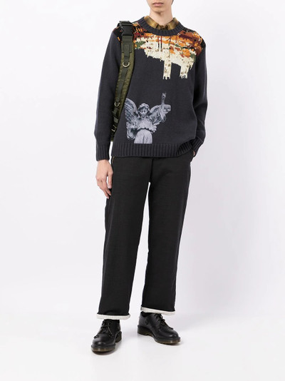 UNDERCOVER landscape wool-blend knit jumper outlook