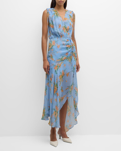 VERONICA BEARD Dovima Sleeveless Ruched Floral Maxi Dress outlook