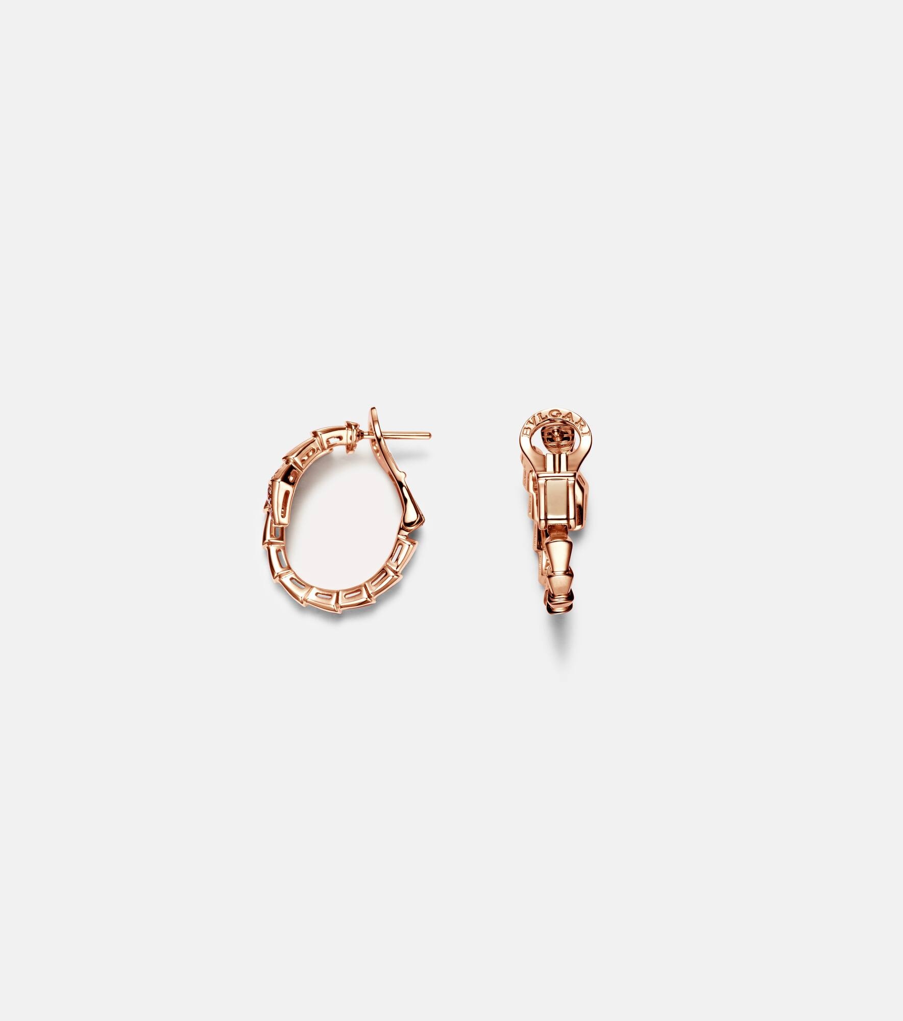 Serpenti Viper 18kt rose gold hoop earrings with diamonds - 4