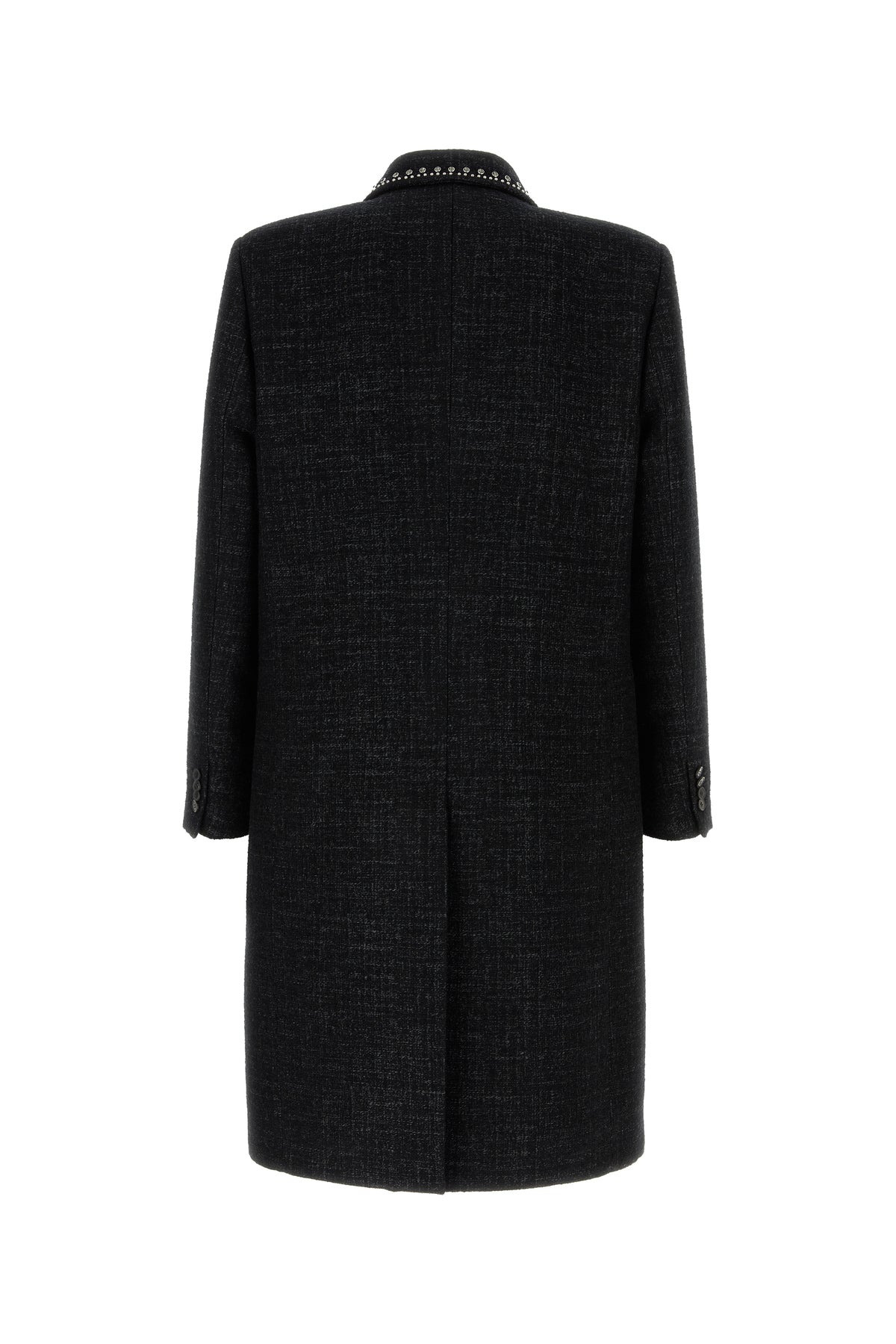 Melange black wool blend coat - 2