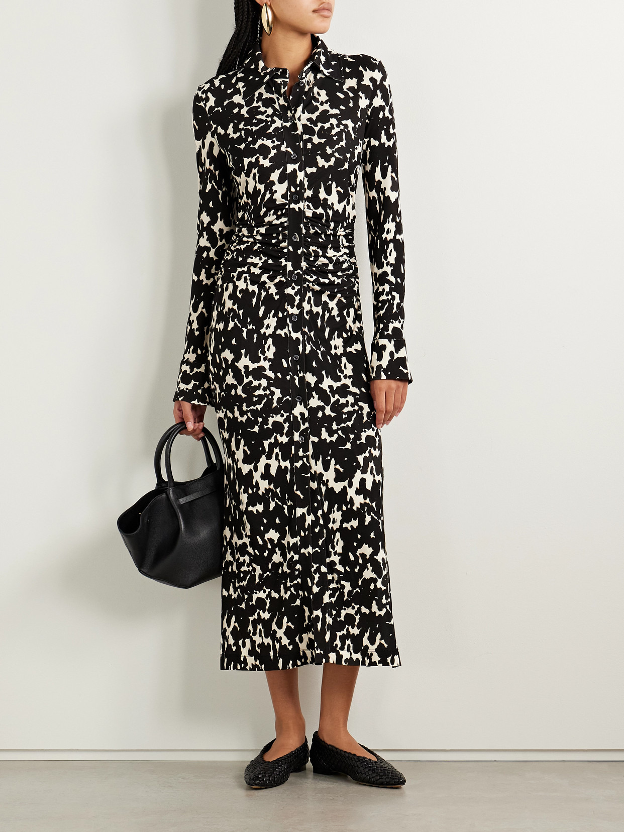 Claudia Ruched Printed Crepe-jersey Midi Dress - 2