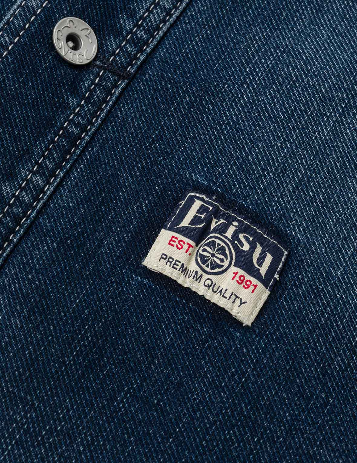 Washed Seagull Embroidery Regular Fit Denim Shirt - 8