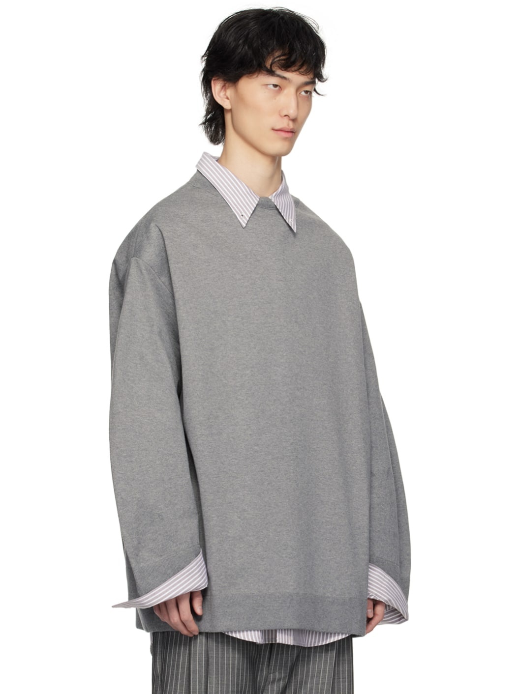 HED MAYNER Gray Oversized Sweatshirt | REVERSIBLE