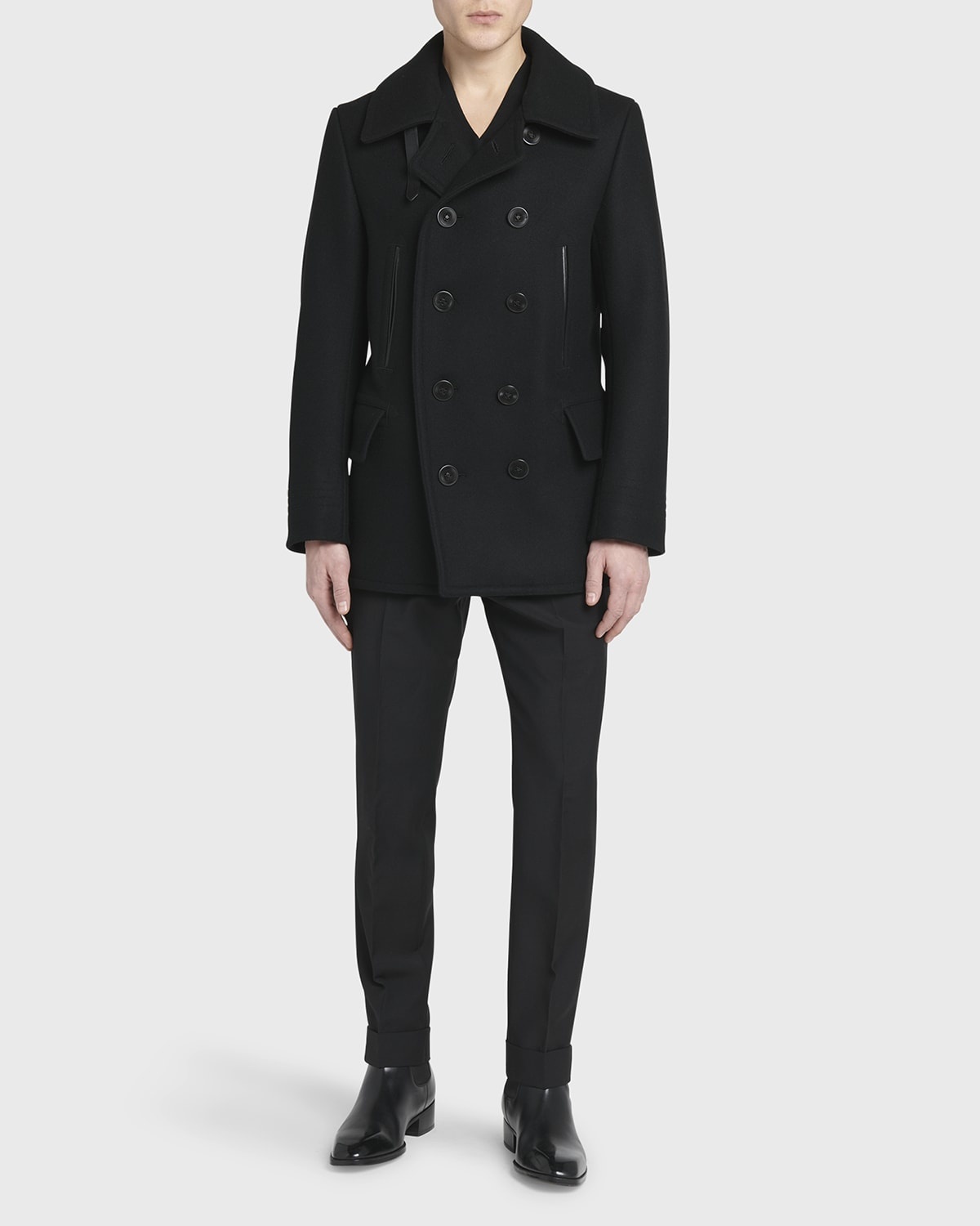 Men's Melton Double-Breasted Peacoat - 1