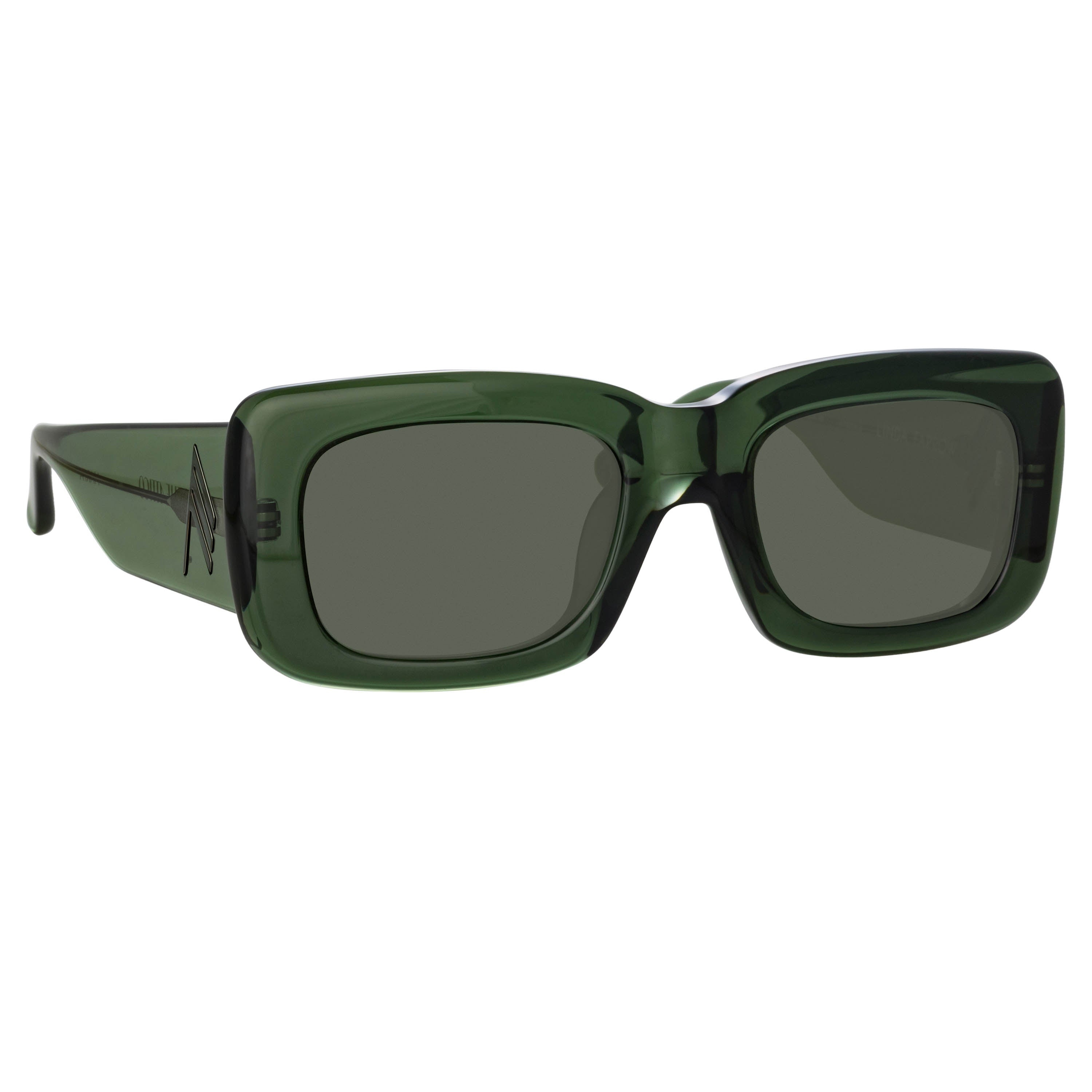 THE ATTICO MARFA RECTANGULAR SUNGLASSES IN MILITARY GREEN - 3