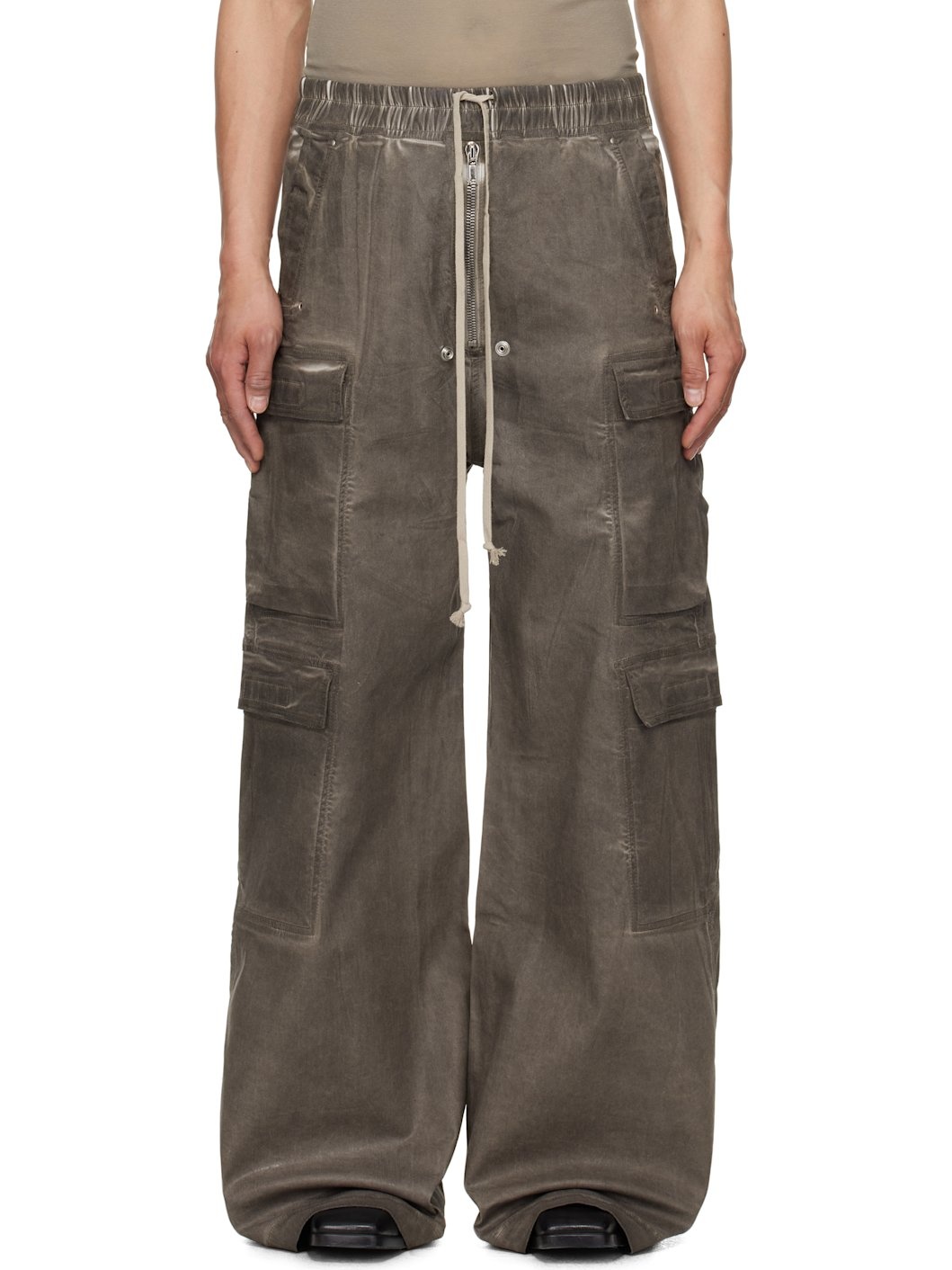 Gray Hollywood Double Cargo Jumbo Belas Denim Pants - 1