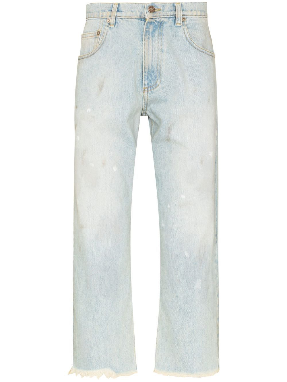 stonewashed cropped jeans - 1