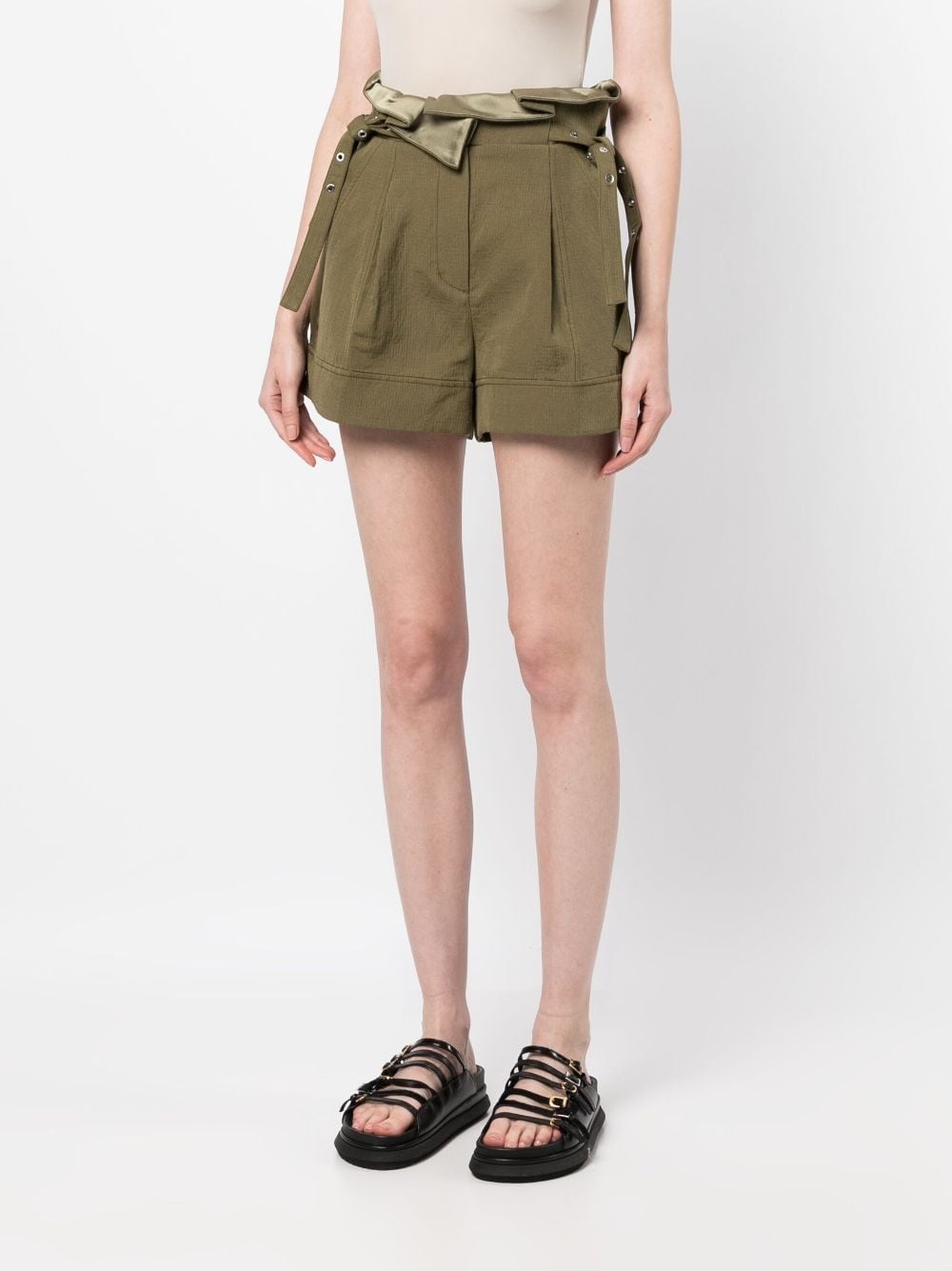 Paperbag cotton-linen shorts - 3