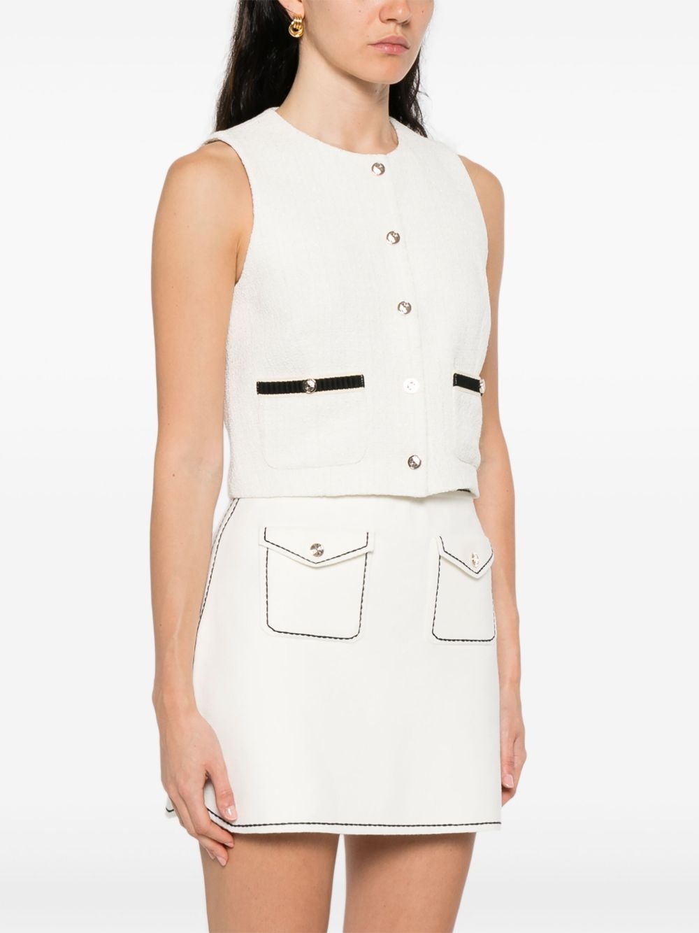 sleeveless tweed jacket - 3