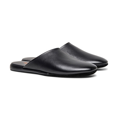 Santoni Men’s black leather slipper outlook