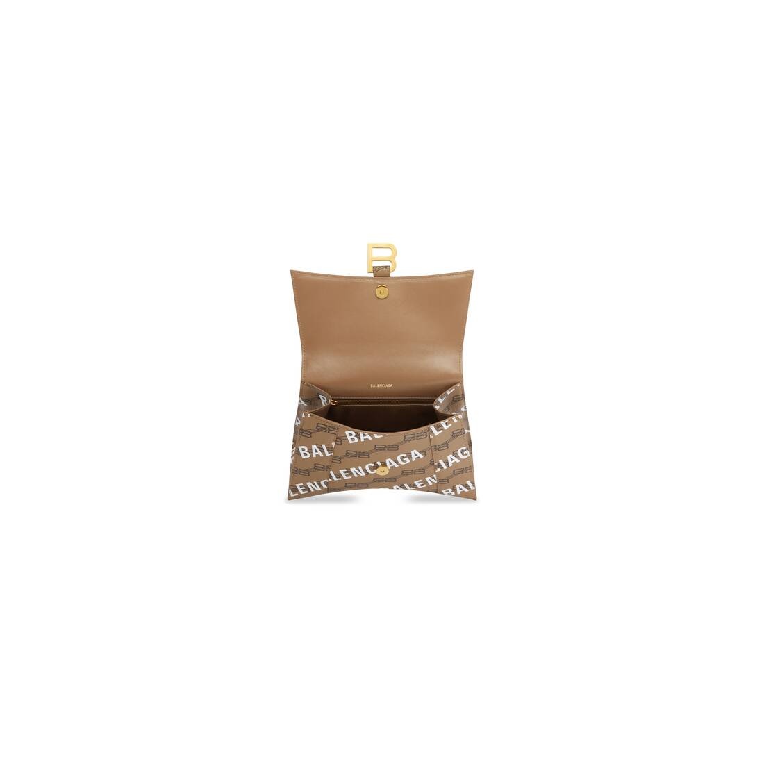 Women's Hourglass Small Handbag Bb Monogram Coated Canvas And Allover Logo  in Beige - 5