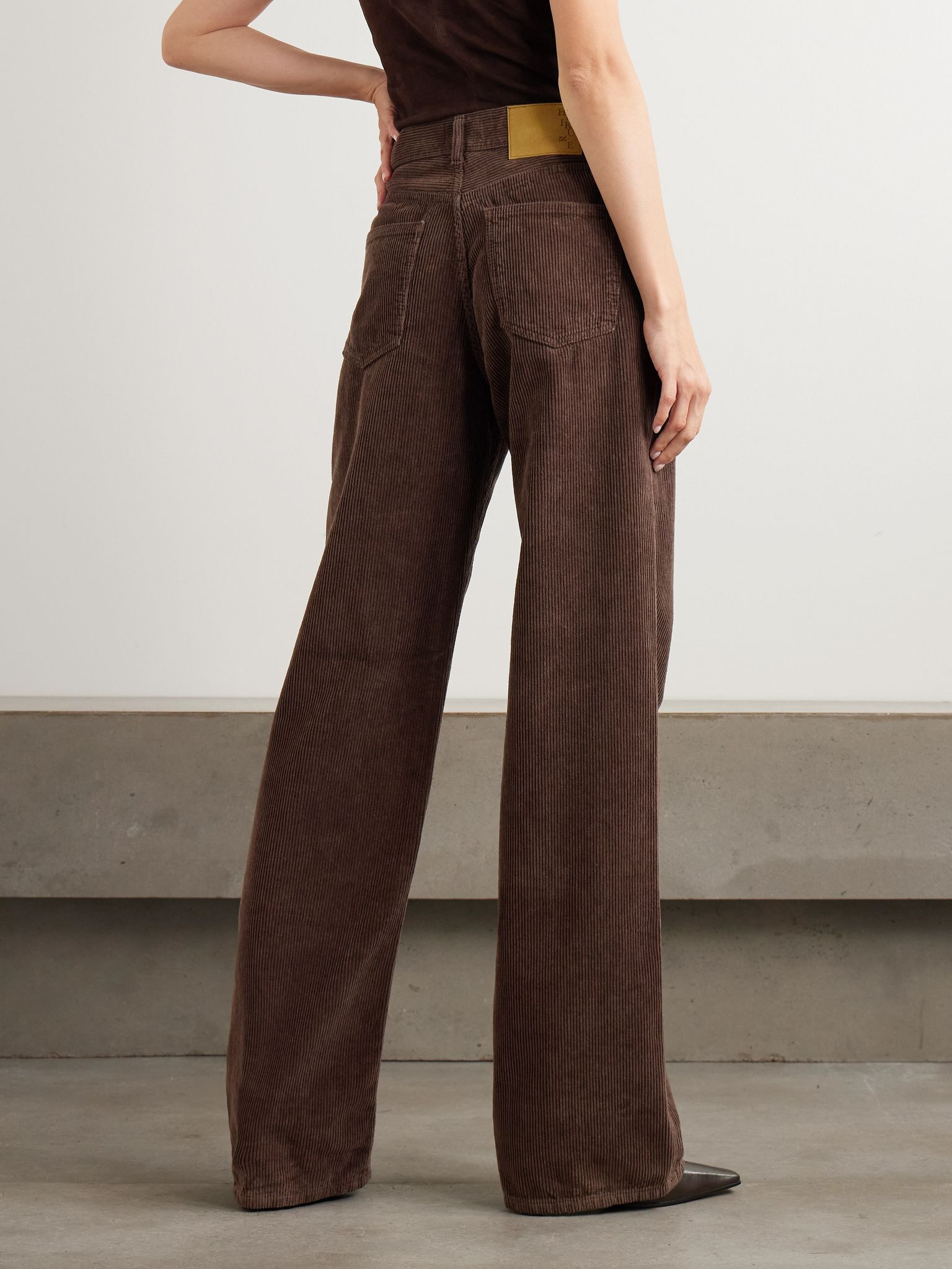 Korea wide-leg cotton-corduroy pants Chocolate - 3