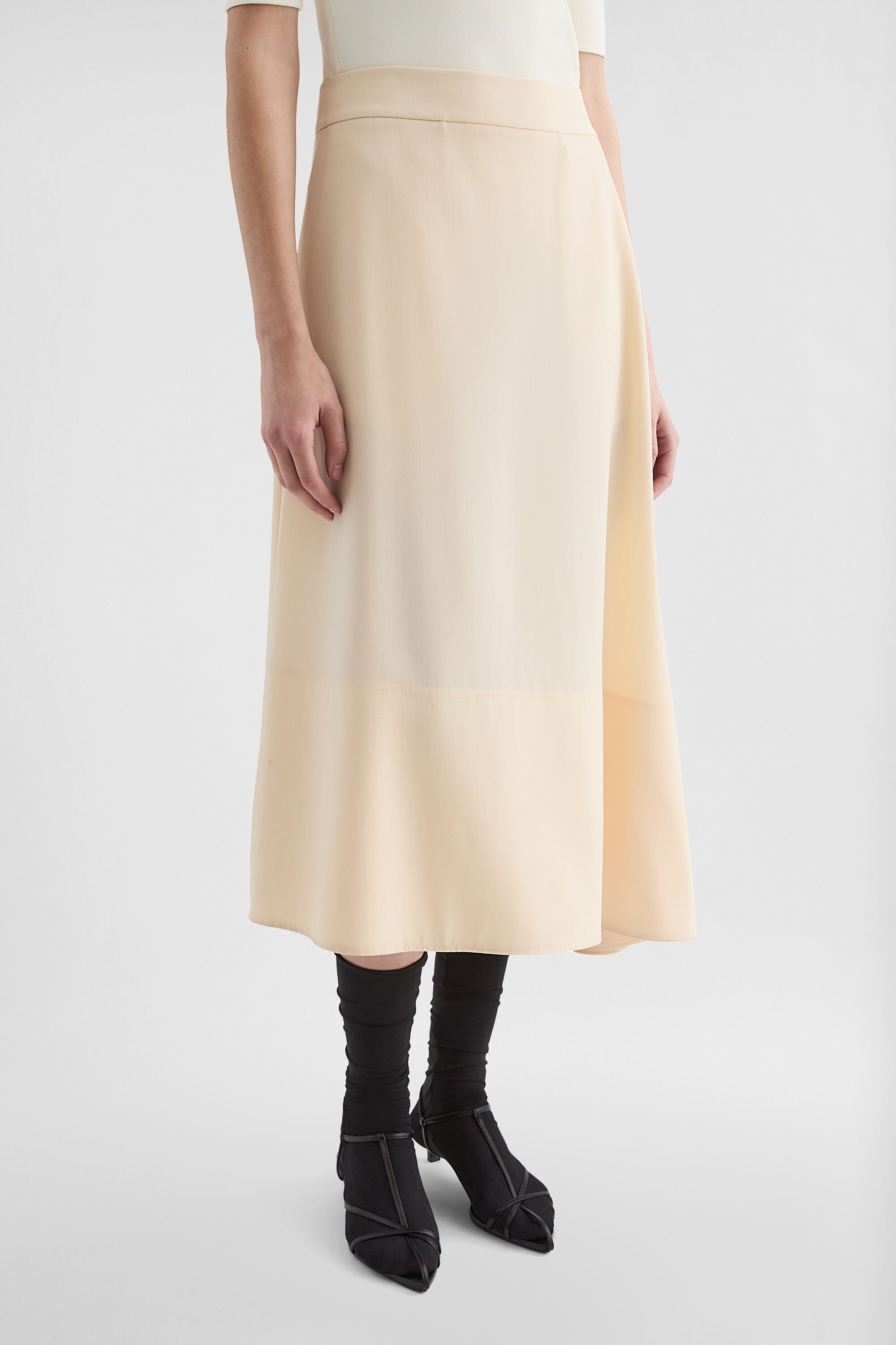 Lightweight Wool Gabardine Asymmetrical Skirt - 7