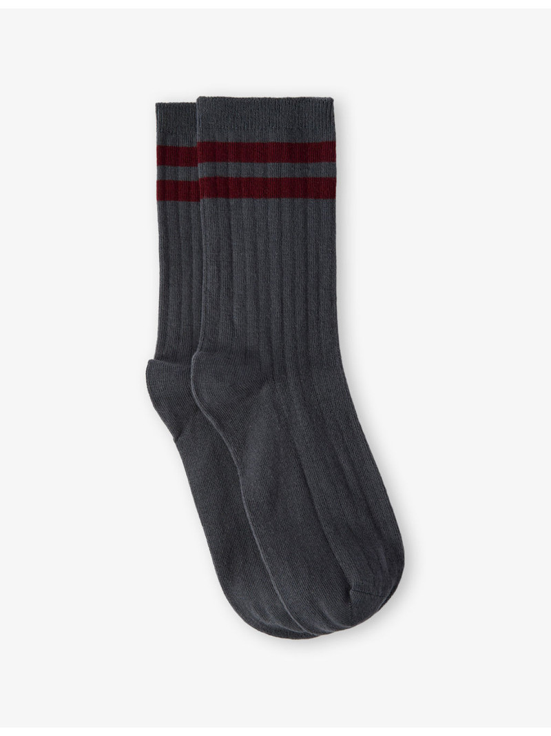 Striped Ribbed Cotton-Blend Socks 1