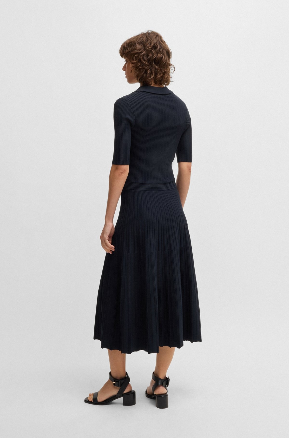V-NECK DRESS WITH RIBBED STRUCTURE - 5