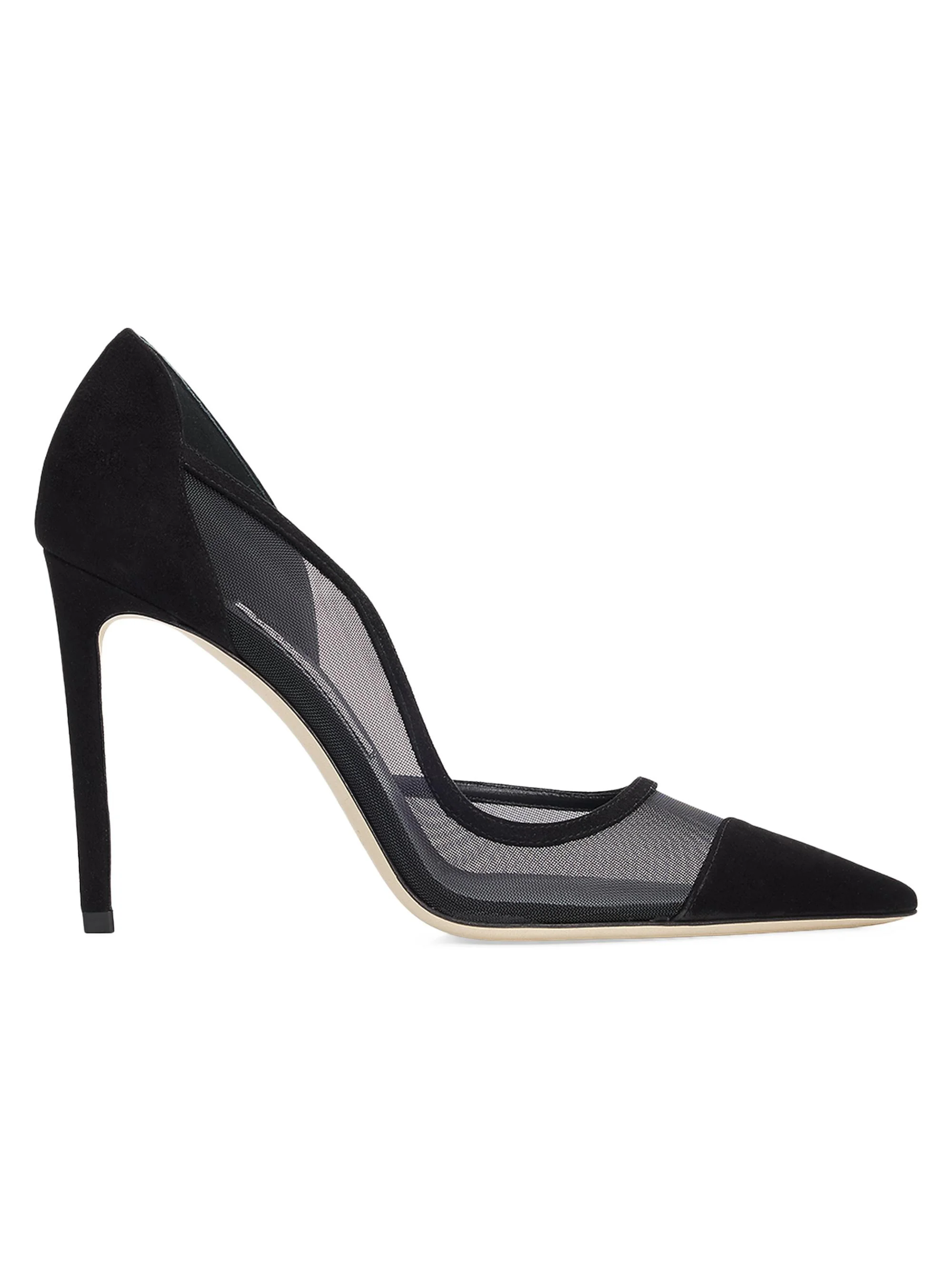 Women's Brigitte 100MM Suede and Mesh Pumps - Black - 1