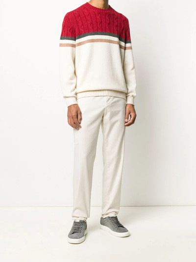 Brunello Cucinelli colour-block cashmere jumper outlook