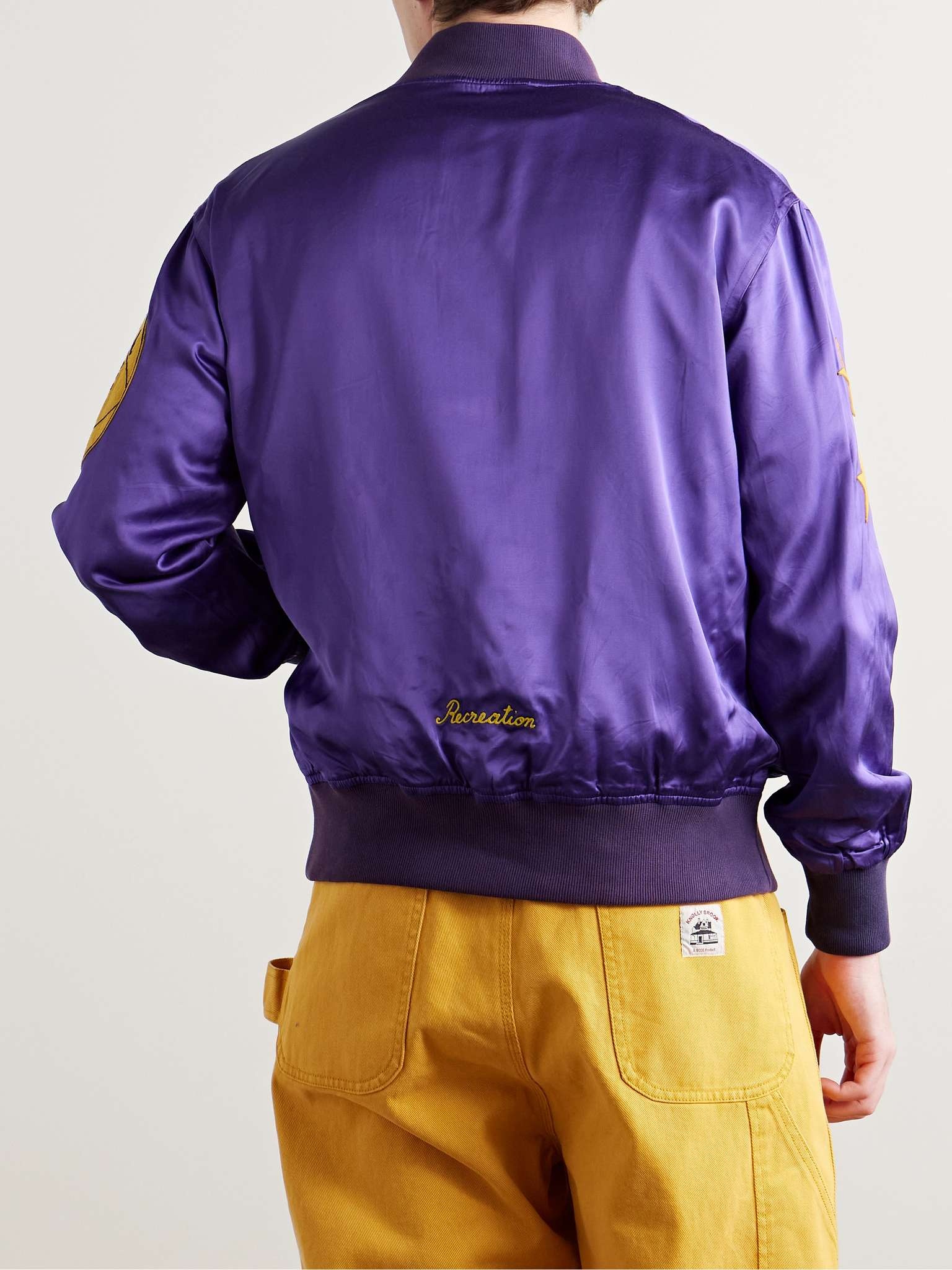 Athlete's Rally Logo-Appliquéd Embroidered Satin Bomber Jacket - 3