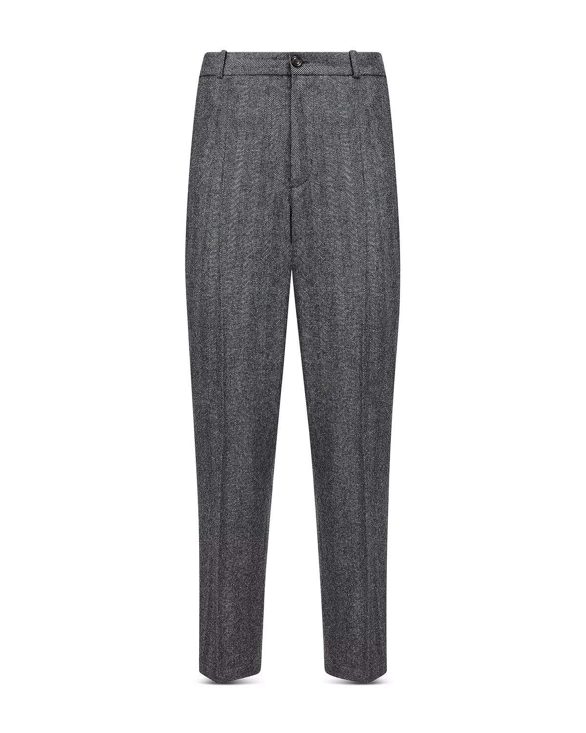 Wool Blend Herringbone Regular Fit Pants - 1